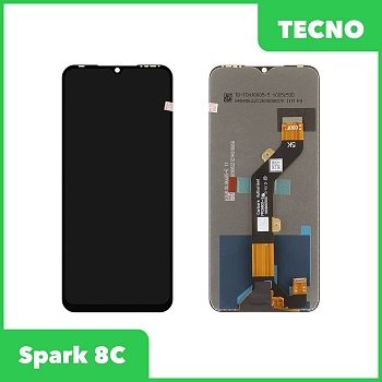 LCD дисплей для Tecno Spark 8C в сборе с тачскрином, 100% оригинал (черный)