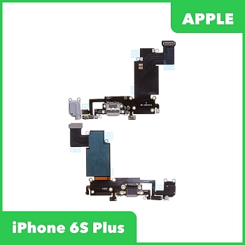 Разъем зарядки для телефона Apple iPhone 6S Plus с разъемом гарнитуры c микрофоном, серый