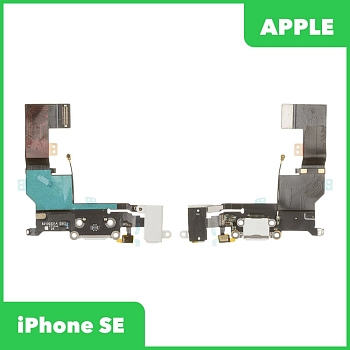 Разъем зарядки для телефона Apple iPhone SE с разъемом гарнитуры, микрофоном и антенной, белый