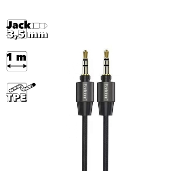 Аудио кабель (AUX) Earldom ET-AUX32 3.5мм M-M, 1 метр, черный