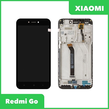 LCD дисплей для Xiaomi Redmi Go в сборе с тачскрином в рамке (черный) 100% оригинал
