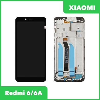 LCD дисплей для Xiaomi Redmi 6, 6A в сборе с тачскрином в рамке, 100% оригинал (черный)