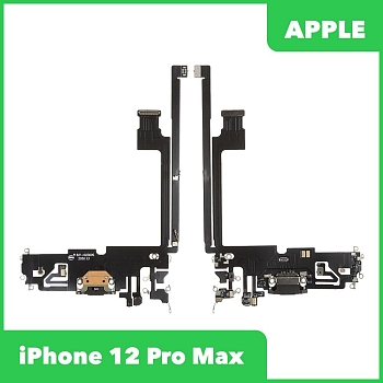Разъем зарядки для телефона iPhone 12 Pro Max, микрофон (черный)